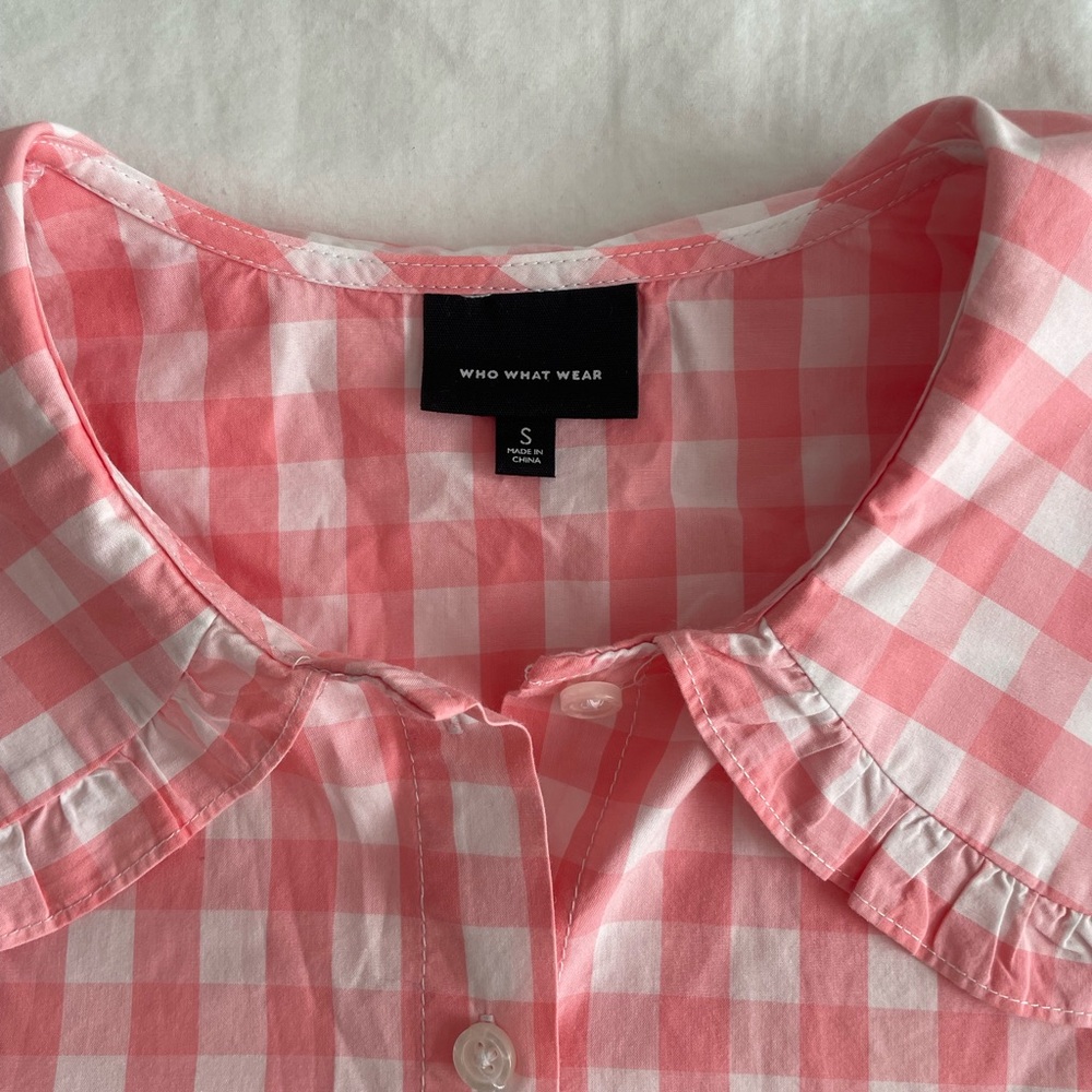 Who What Wear Pink & White Checkered Top - Picture 6 of 6